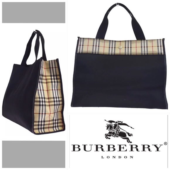 Burberry Handbags - 👜 Burberry London Check Nova Nylon Hand Bag Black